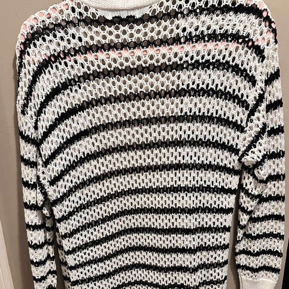 Nine West Striped Black and White Women's Sweater - Picture 3 of 6